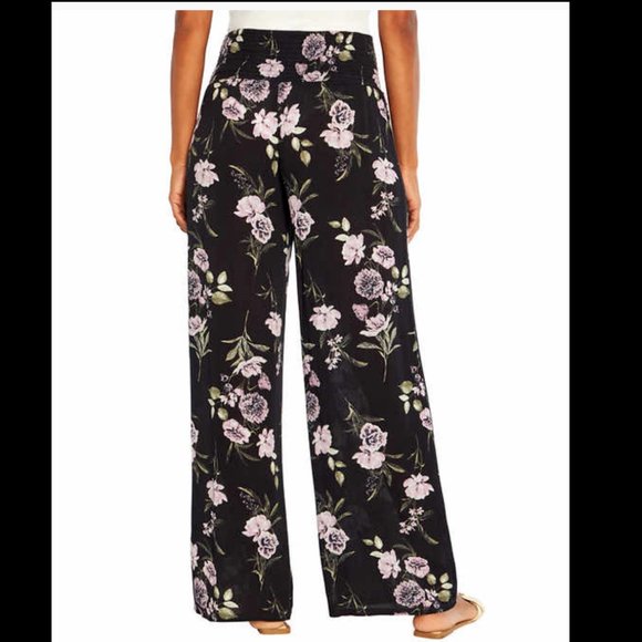 NWT Three Dots Women's Pull On Wide Leg Crepe Paperbag Pants Size L $50 9C125 - Picture 2 of 3